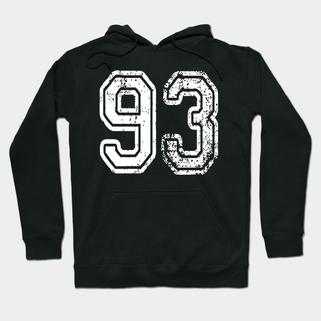 Number 93 Grungy in white Hoodie by Sterling